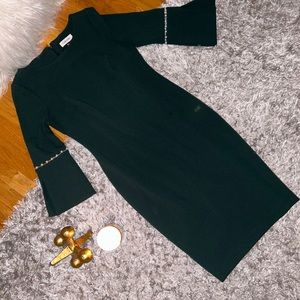 Calvin Klein bell sleeve dress with pearls